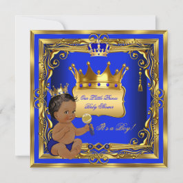 American Prince Baby Shower Boy Blue Gold Einladung