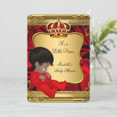 American Prince Boy Baby Dusche Red Gold Einladung (Stehend Vorderseite)