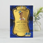 American Prince Gold Blue Baby Dusche Einladung (Stehend Vorderseite)