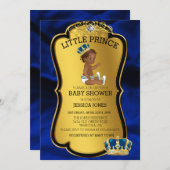 American Prince Gold Blue Baby Dusche Einladung (Vorne/Hinten)