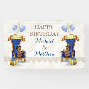 American Prince Royal Blue Gold Twin Boys Banner