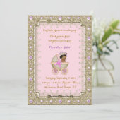 American Princess Baby Shower Rosa Einladung 4 (Stehend Vorderseite)