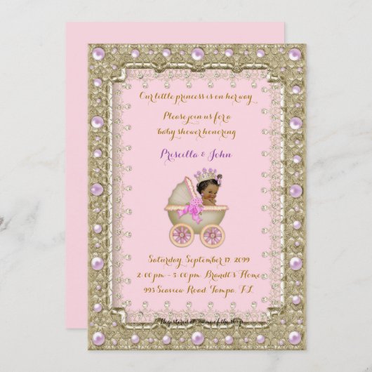 American Princess Baby Shower Rosa Einladung 4 (Vorne/Hinten)