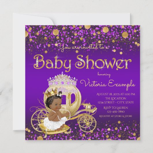 American Princess Lila Gold Baby Dusche Einladung (Rückseite)