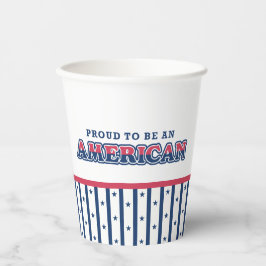 American Proud, Patriotic, Navy Strips and Stars Pappbecher