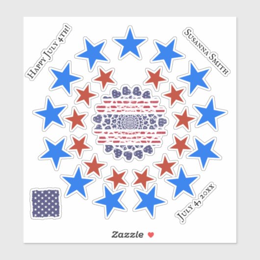 American Psychedelic Patriotic Hearts Gefärbte Kra Aufkleber (Blatt)