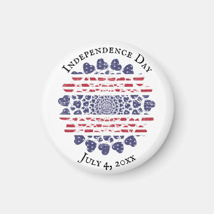American Psychedelic Patriotic Hearts Gefärbte Kra Magnet