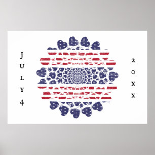 American Psychedelic Patriotic Hearts Gefärbte Kra Poster