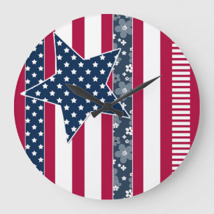 American ptriot traditional flag colors red navy w große wanduhr