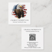 *~* American QR Flag Bald Adler AP16 Quadratische Visitenkarte (Vorne/Hinten)