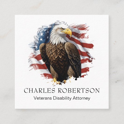 *~* American QR Flag Bald Adler AP16 Quadratische Visitenkarte (Vorderseite)