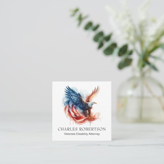 *~* American QR Flag Bald Adler AP16 Quadratische Visitenkarte (Stehend Vorderseite)