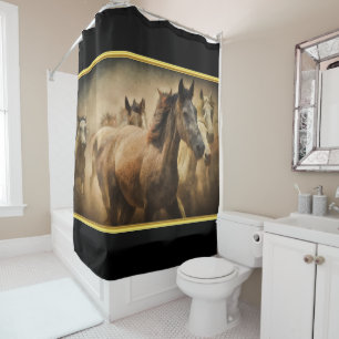 American Quarter Horse mit schwarzem Untergrund Duschvorhang