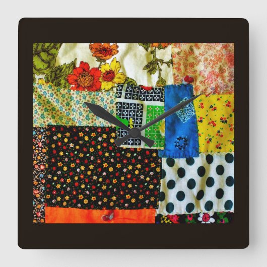 American Quilt Design Quadratische Wanduhr (Vorderseite)