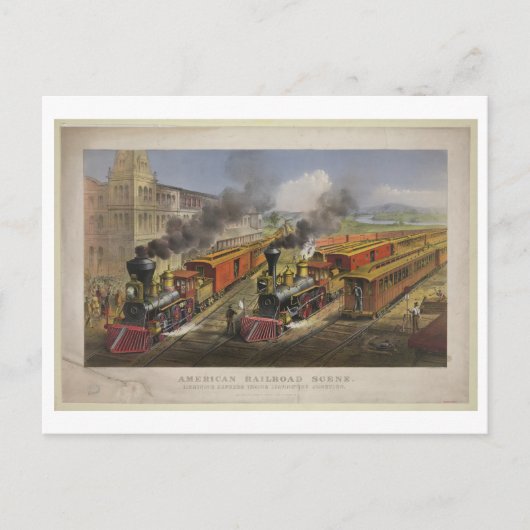 American Railroad Scene, 1874, Currier & Ives Postkarte (Vorderseite)