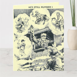 American Railroad Train Engineer Big Birthday Card Karte