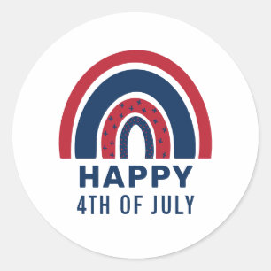American Rainbow USA Independence Day 4. Juli Runder Aufkleber