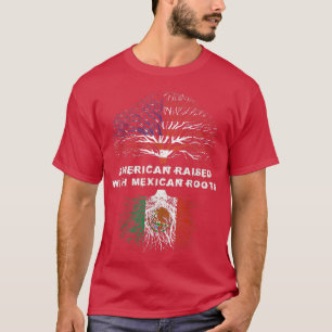 American Raise with Mexican Roots USA Flag T-Shirt