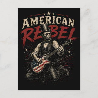 American Rebel Lincoln Flag Guitar Rock Art Feiertagspostkarte