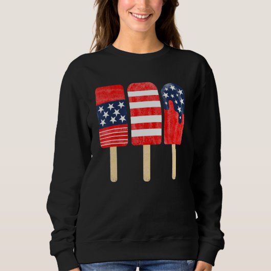 American Red White Blue 4th of July USA Ice Cream Sweatshirt (Vorderseite)