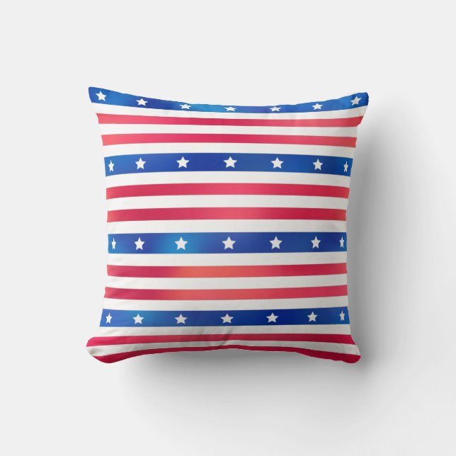 American Red White Stars Stripes Trendy Kissen (Vorderseite)