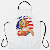 American Retro Button-up Girl Art Schürze (Vorderseite)