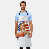 American Retro Button-up Girl Art Schürze (Getragen)