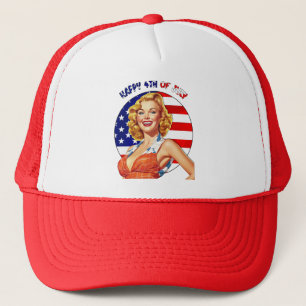 American Retro Button-up Girl Art Truckerkappe