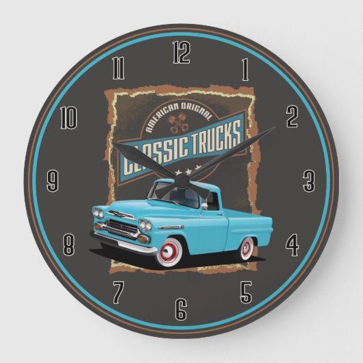 American Retro Classic Trucks Large Clock Große Wanduhr (Vorderseite)