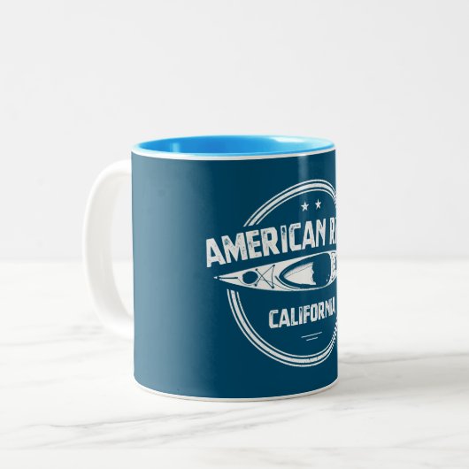 American River California Kayaking Zweifarbige Tasse (Vorderseite Links)