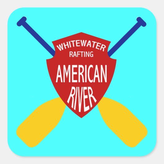 American River Whitewater Rafting Quadratischer Aufkleber (Vorderseite)