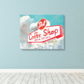 American Roadside | Coffee Shop-Abonnement Leinwanddruck (Insitu (Holzboden))