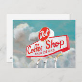 American Roadside | Coffee Shop-Abonnement Postkarte (Vorne/Hinten)