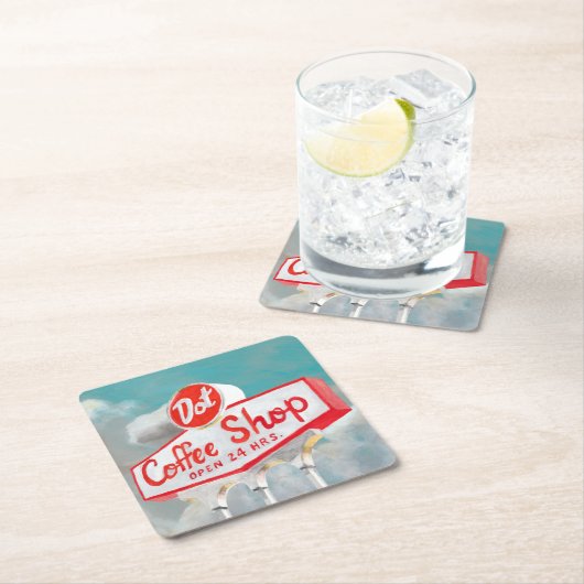 American Roadside | Coffee Shop-Abonnement Rechteckiger Pappuntersetzer (Vor Ort)