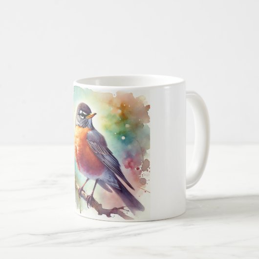 American Robin 010924AREF111 - Watercolor Kaffeetasse (VorderseiteRechts)