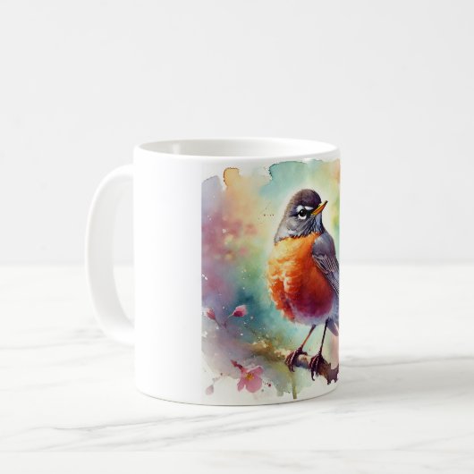 American Robin 010924AREF111 - Watercolor Kaffeetasse (Vorderseite Links)