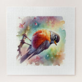 American Robin 010924AREF111 - Watercolor Puzzle (Horizontal)
