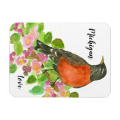 American Robin Apple Blossom Michigan Liebe Magnet (Horizontal)