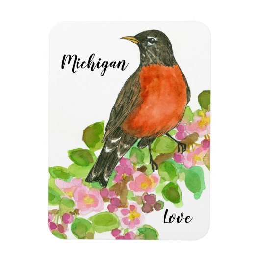 American Robin Apple Blossom Michigan Liebe Magnet (Vertikal)