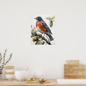 American Robin Bird Art Print Poster (Küche)