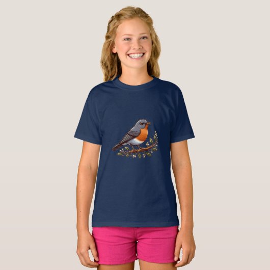 American Robin Bird Kids Basic T - Shirt (Vorne ganz)