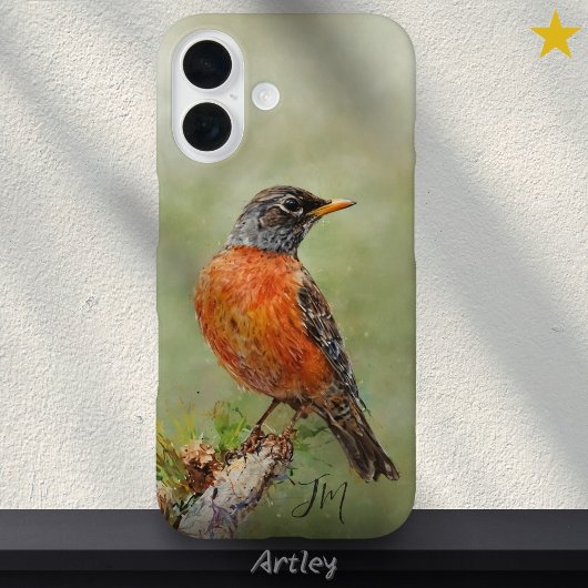 American Robin Bird Painting Individuelle Name Case-Mate iPhone Hülle