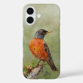 American Robin Bird Painting Individuelle Name Case-Mate iPhone Hülle (Rückseite)
