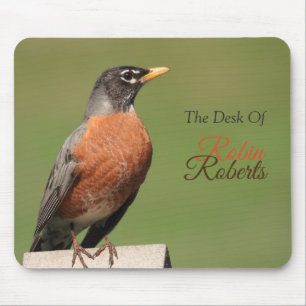 American Robin Bird (the desk of)*Personalize* Mousepad