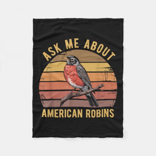 American Robin Bird Watching Vintag Retro S Fleecedecke (Vorderseite)