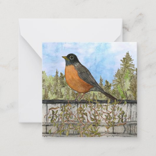 American Robin Blue Sky Blank Flank Note Card Mitteilungskarte (Vorderseite)