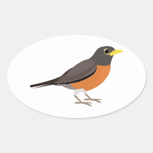 American Robin Illustration Ovaler Aufkleber (Vorderseite)
