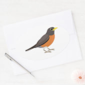 American Robin Illustration Ovaler Aufkleber (Umschlag)