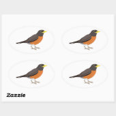 American Robin Illustration Ovaler Aufkleber (Blatt)