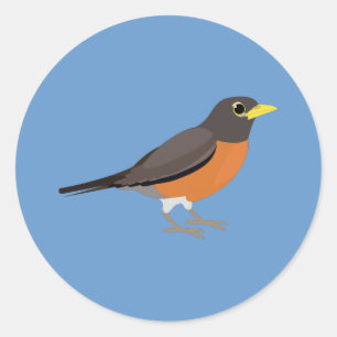 American Robin Illustration Runder Aufkleber